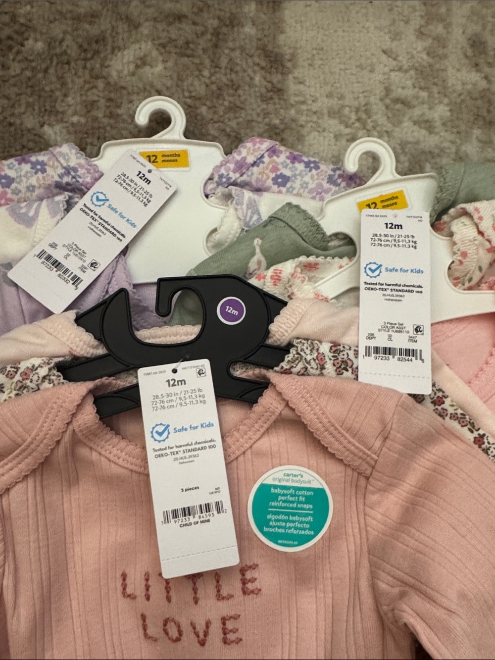 NWT Carter's x9 Bodysuits, 12 month - Picture 2 of 2